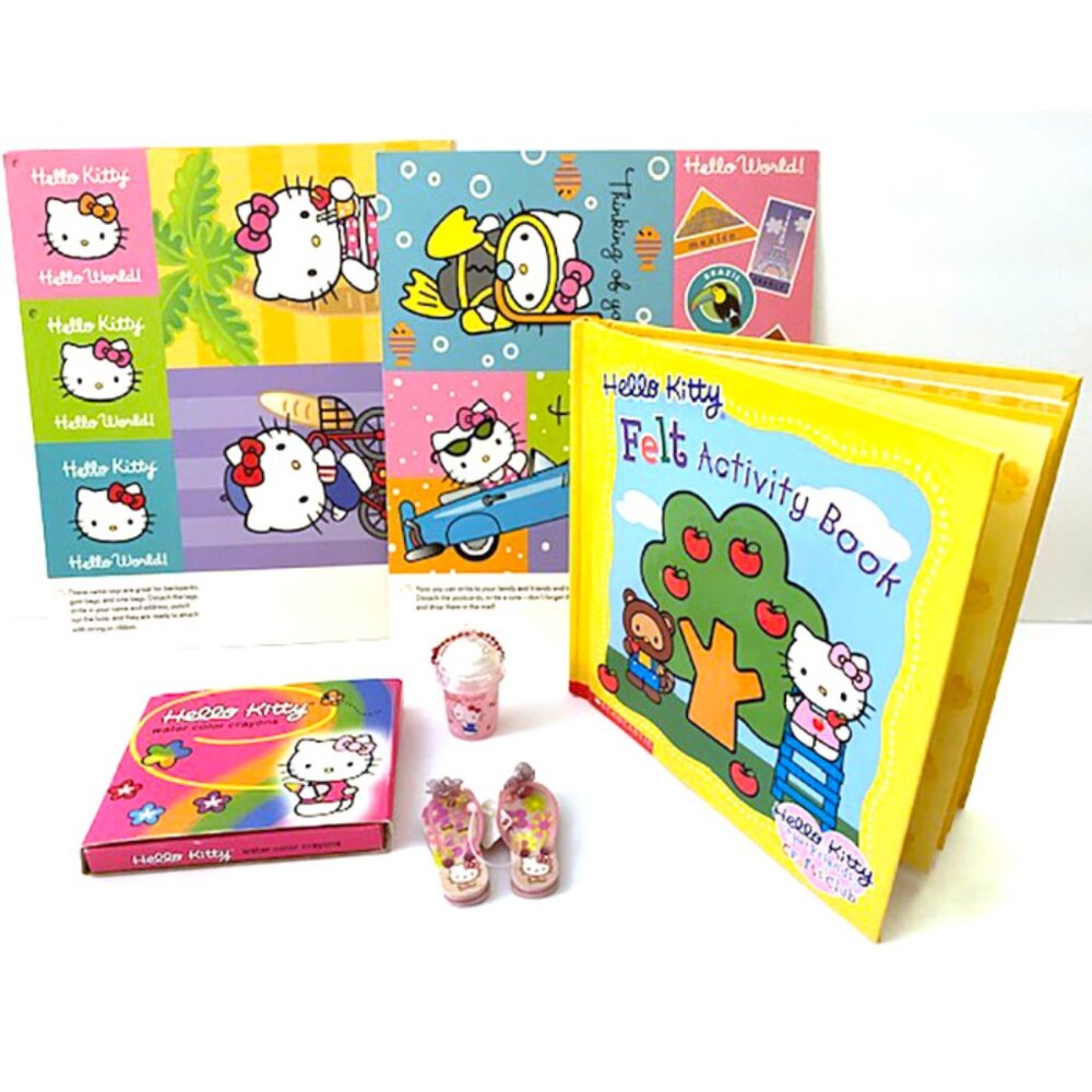 Rare Hello Kitty Stationery Craft Lot: WaterColor crayons postcards Keychain etc